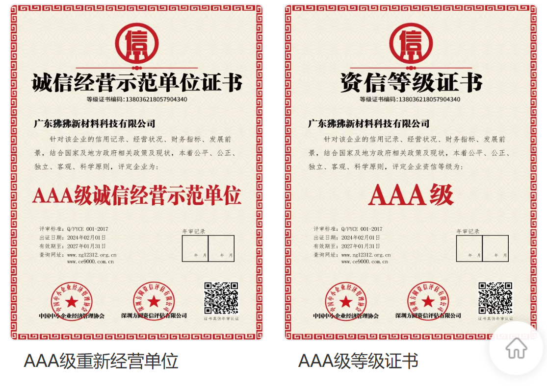 FEIFEI AAA credit certificate